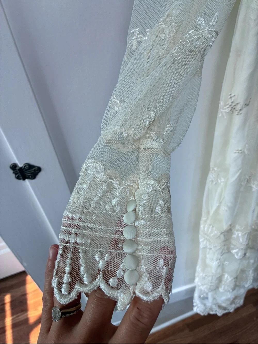 Vintage Alfred Angelo Wedding Dress Ivory Lace Cottagecore Victorian Style